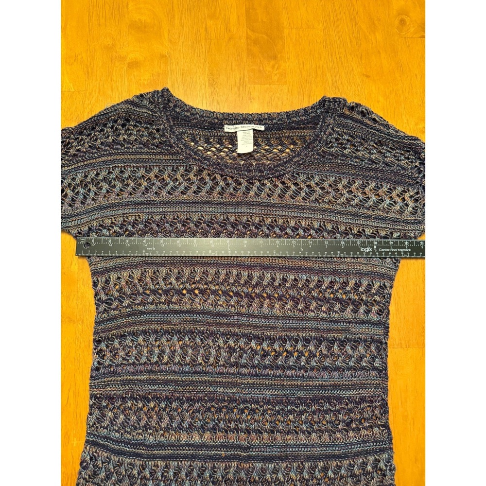 Two-One-Two New York Open Knit Space Dye Sweater Blue Purple Boho Large 414822 - Picture 4 of 6